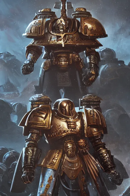 Image similar to armor portrait heros warhammer 4 0 k horus heresy fanart - the primarchs emperor by johannes helgeson animated with vfx concept artist & illustrator global illumination ray tracing hdr fanart arstation zbrush central hardmesh 8 k octane renderer comics stylized