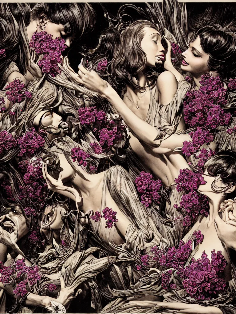 Image similar to fragrance advertising campaign by bernie wrightson, highly detailed