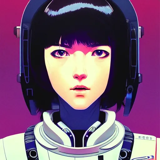 Prompt: side portrait scifi cyborg girl with robotic parts and spacesuit | | head only in center of image, audrey plaza, fine detail!! anime!! realistic shaded lighting!! poster by ilya kuvshinov katsuhiro otomo ghost - in - the - shell, magali villeneuve, artgerm, jeremy lipkin and michael garmash and rob rey