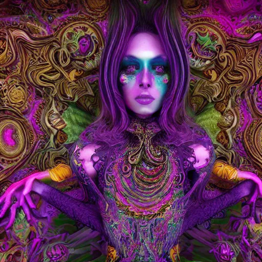 Image similar to psychadelic witch, hyper detailed, flowing psychadelic background intricate and detailed, ornate 8 k gorgeous intricate detailed, octane render