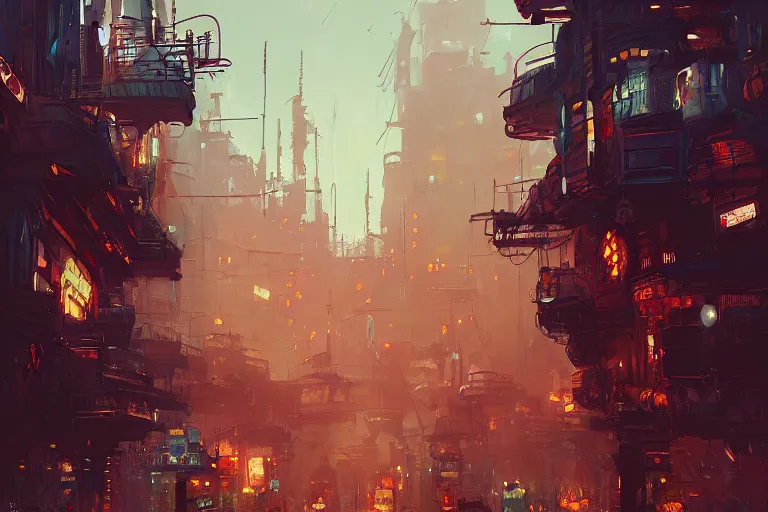 Image similar to bustling underbelly of a thriving steampunk city by alena aenami and eddie mendoza, trending on artstation