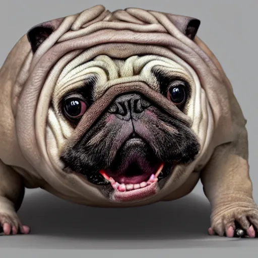 Image similar to A tardigrade with the eyes and mouth of a pug, national geographic-file-photograph, paywall-content, premium-award-winning, trending on artstation