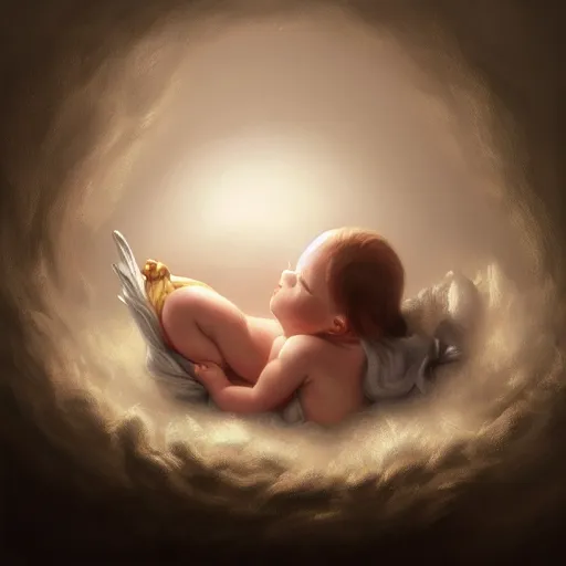 Image similar to a baby unicorn sleeping in an cracked egg, ultrarealistic, dramatic lighting, high details, 4 k, 8 k, best, accurate, trending on artstation, artstation, photorealism, ultrarealistic, digital painting, fantasy art, style of peter mohrbacher, caravaggio, boris vallejo