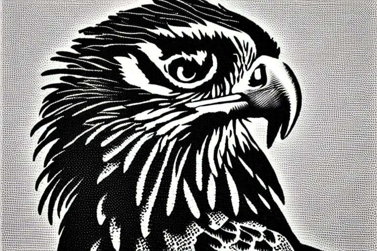 Image similar to harpy eagle by Arthur Adams, trending on pixiv, HD, monochrome, pointillism, sticker