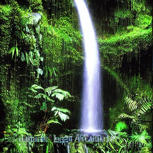 Image similar to beautiful lush jungle waterfall cascade by les edwards