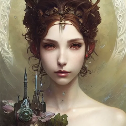 Image similar to aerith gainsborough, intricate, elegant, highly detailed, smooth, sharp focus, award - winning, masterpiece, in the style of tom bagshaw, cedric peyravernay, peter mohrbacher, pinterest