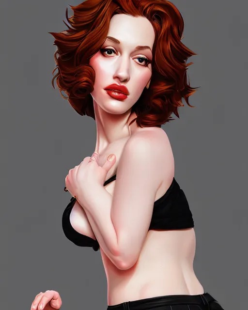 Image similar to a beautiful gina gershon christina hendricks kat dennings dolly parton instagram model, small waist, by wlop and ilya kuvshinov and artgerm,, gorgeous, stunning, alluring, artstation, deviantart, digital art