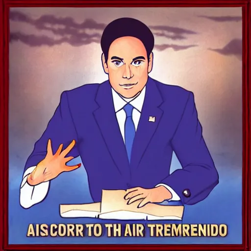 Image similar to Marco Rubio in Avatar: the last airbender, designed by Ted Nasmith