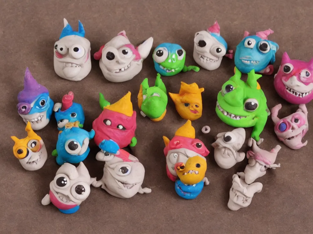 Image similar to clay material, cute little monsters