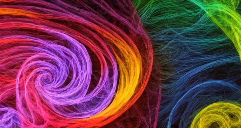 Prompt: spirals of colored smoke