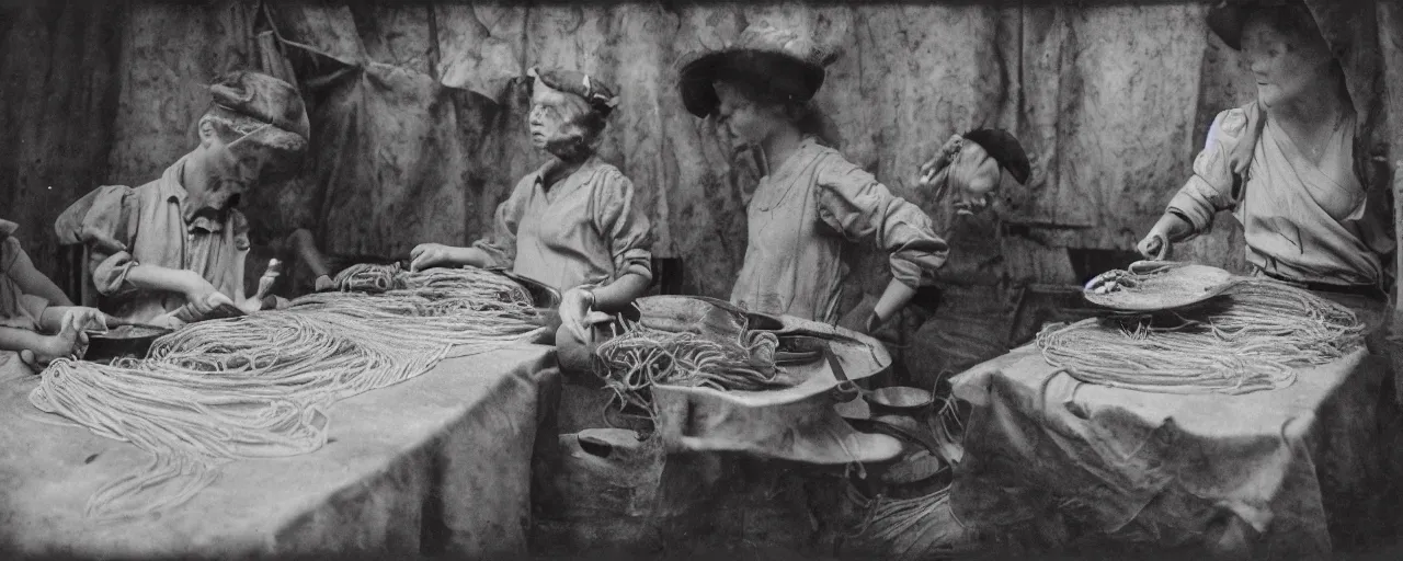 Image similar to harvesting spaghetti during the gold rush, tintype, small details, intricate, sigma 5 0 mm, cinematic lighting, photography, wes anderson, diane arbus, film, kodachrome