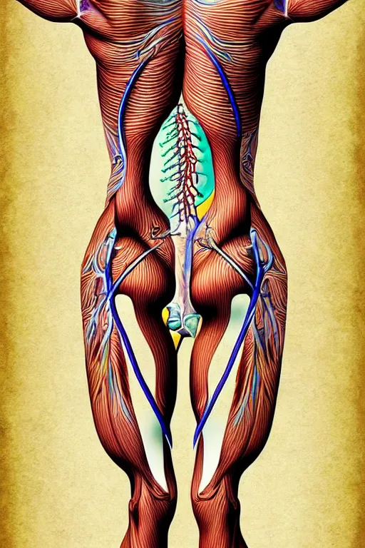 Image similar to psychedelic anatomically accurate labeled medical diagram of centaur, intricate parts, fine details, hyper realistic, elegant minimalism, by seichen, surreal