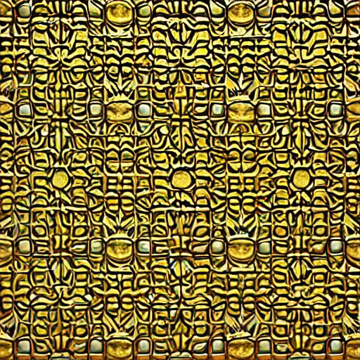 Image similar to 3d render of an abstract medieval pattern gold tile, symetrical