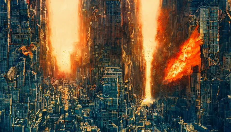 Image similar to movie poster style of new york city destroyed by nuclear explosion, hyperdetailed, artstation, cgsociety, 8 k