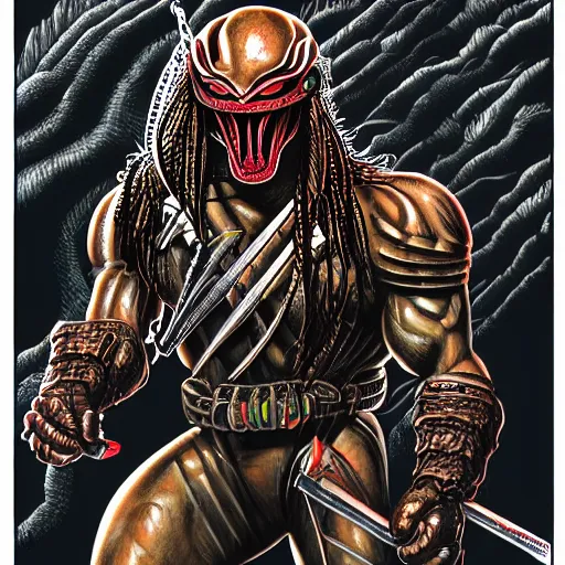 Image similar to a detailed illustration of of predator by chris warner