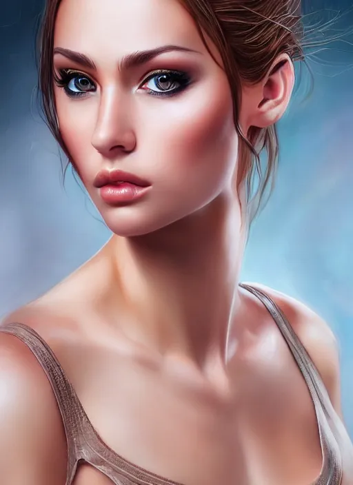 Image similar to a gorgeous female photo, professionally retouched, realistic, smooth face, perfect eyes, symmetrical, full body shot, wide angle, sharp focus, 8 k high definition, insanely detailed, intricate, elegant, art by artgerm