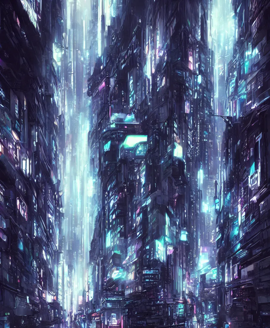 Image similar to warp speed concept art blade runner matte painting tron neon alleyway cityscape night human figure