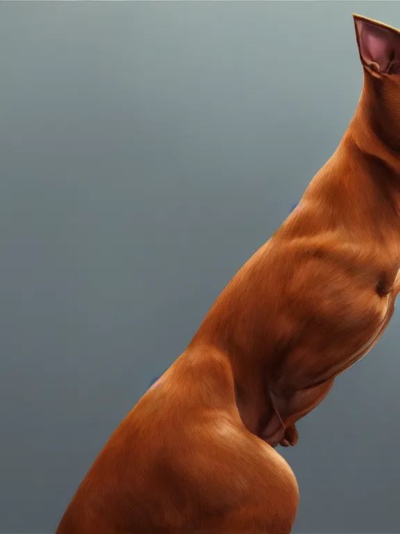 Prompt: an ultra detailed beautiful portrait painting of a original sonic character based off of a strong elegant brown pitbull, side view, oil painting, high resolution, by ilya kuvshinov, sonic oc, brown fur, furry, greg rutkowski and makoto shinkai