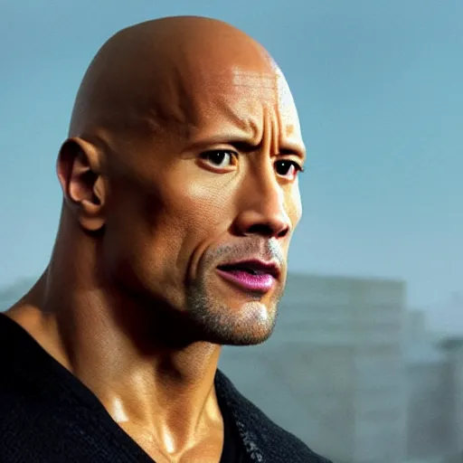 Image similar to Dwayne Johnson as a cyborg