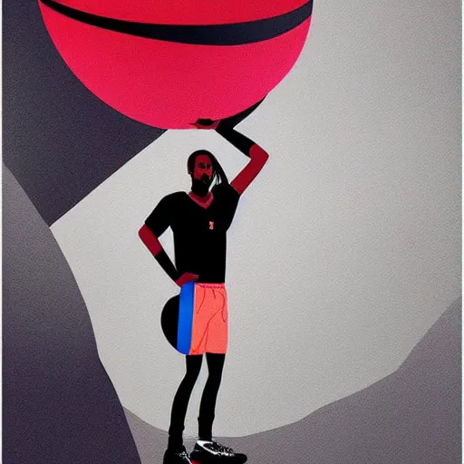 Image similar to a portrait of kawhi leonard holding a basketball by conrad roset, hyperdetailed, cyberpunk, cool, cybernetically enhanced, trending on artstation