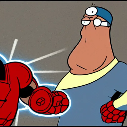 Image similar to Peter Griffin punching Iron Man