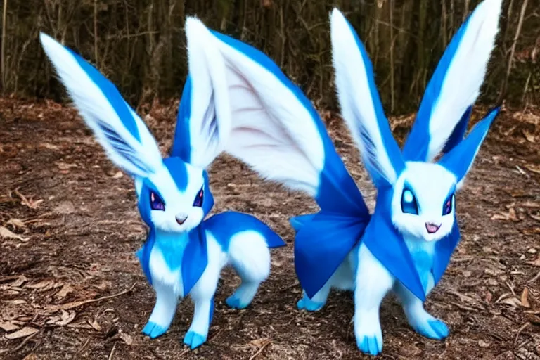 Image similar to real life glaceon pokemon, cute!!!, heroic!!!, adorable!!!, playful!!!, fluffly!!!, happy!!!, cheeky!!!, mischievous!!!, ultra realistic!!!, autumn, clear weather, golden hour, sharp focus