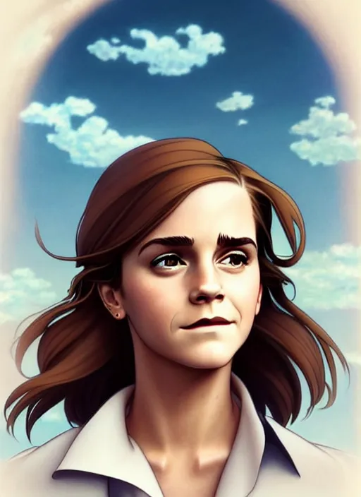 Prompt: cute bus driver emma watson, natural lighting, path traced, highly detailed, high quality, digital painting, by don bluth and ross tran and studio ghibli and alphonse mucha, artgerm