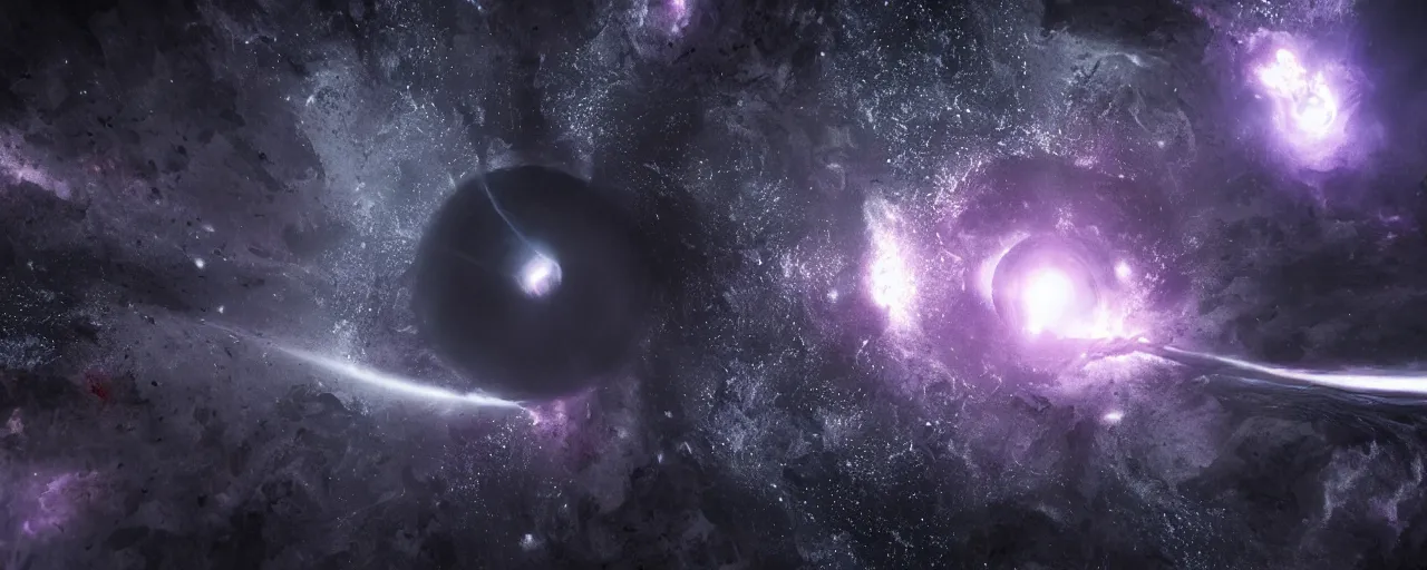 Image similar to a dark epic swirling galaxy, space scene, dark scifi, unreal engine, octane render, volumetric lighting