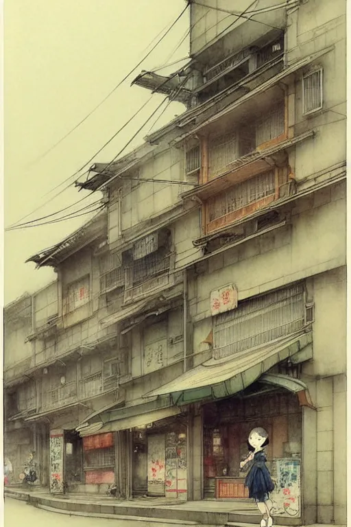 Prompt: (((((1950s japanese city . muted colors.))))) by Jean-Baptiste Monge !!!!!!!!!!!!!!!!!!!!!!!!!!!