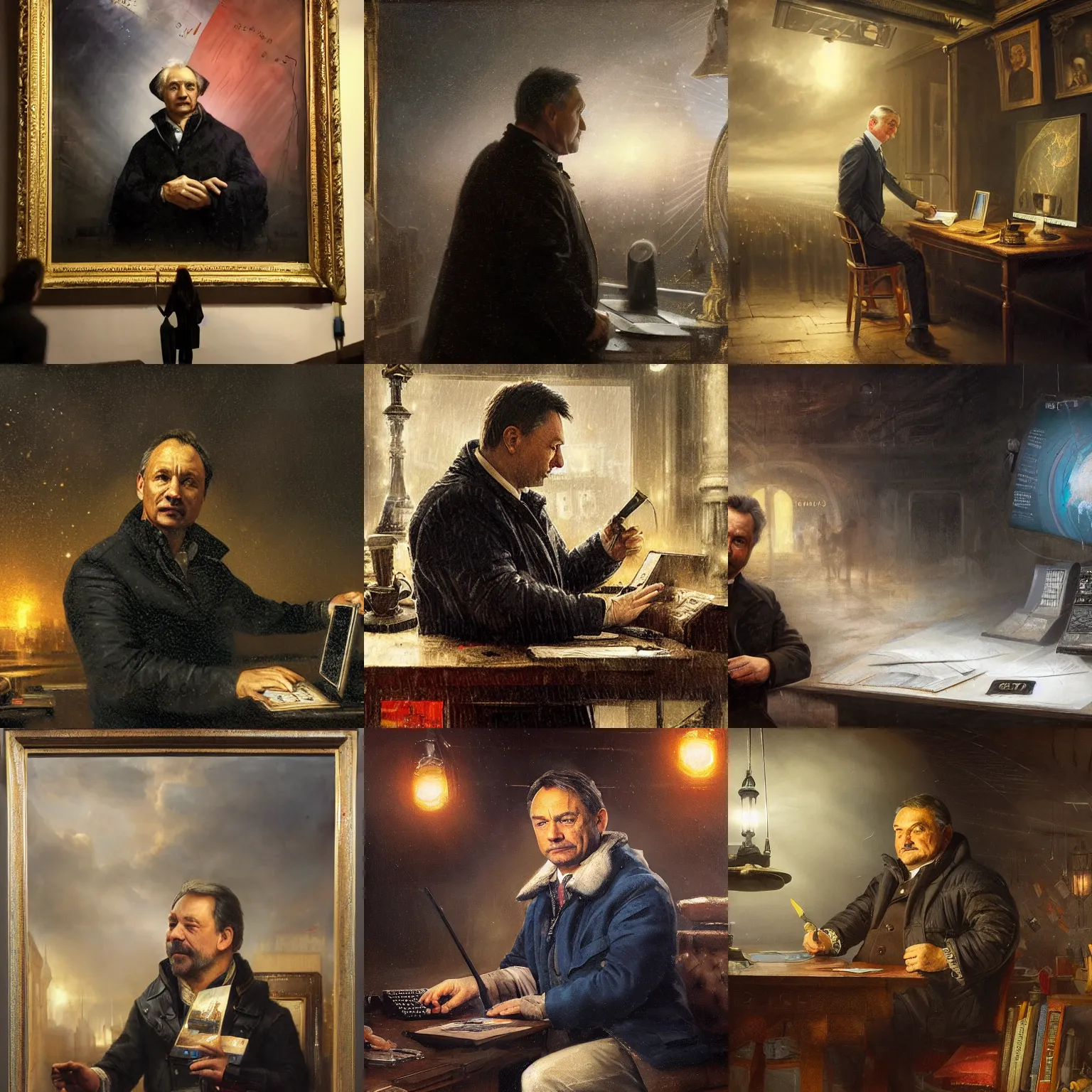 Prompt: victor orban as a wheather forecaster in cnn, studio lighs, hyperdetailed, hd, oil canvas by greg rutkowski, j. dickenson, tapiro baro and rembrandt