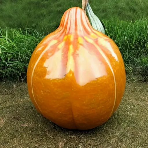 Image similar to gourd with face of amber heard hybrid intercross mix as a gourd