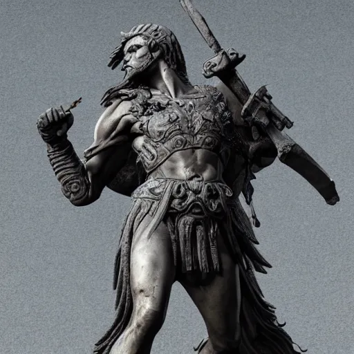 Image similar to vercingetorix statue, intricate detail, royo, vallejo, frazetta, giger, whealan, hd, unreal engine,