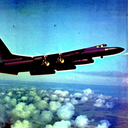 Image similar to realistic b - 5 2 dropping bombs in vietnam