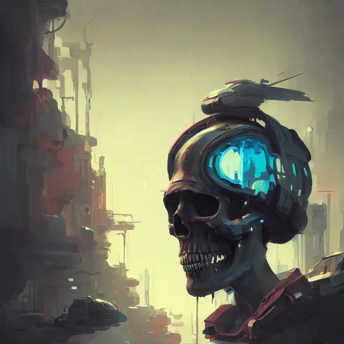 Image similar to a beautiful painting of a cyberpunk skull by sergey kolesov and greg rutkowski and pascal blanche. in style of colorful comic noir illustration, symmetry, sci fi, hyper detailed. octane render. trending on artstation