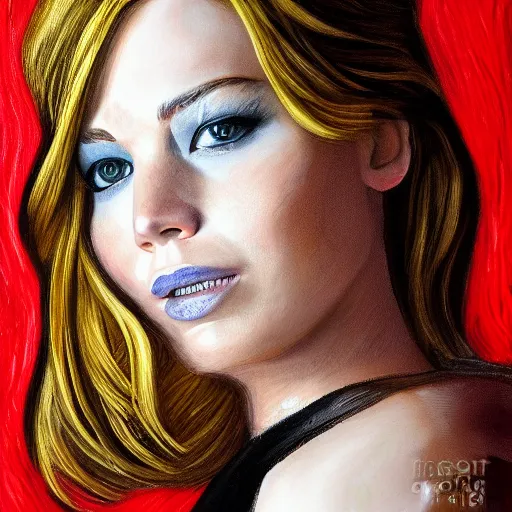 Image similar to portrait of jennifer lawrence or emma stone by greg ruthkowski