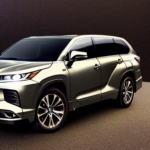 Prompt: product photo concept for a simple minimalist suv like a toyota highlander designed by apple inc,