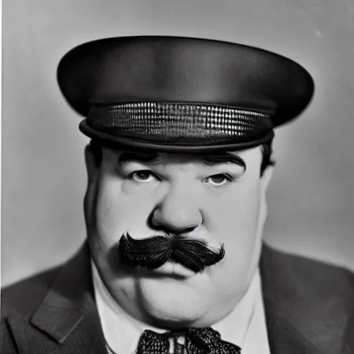 Prompt: live-action-Wario-hollywood movie casting, played by Oliver-Hardy, posing for poster photography