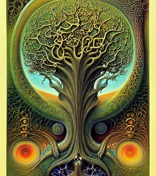 Image similar to tree of life by roger dean and andrew ferez, art forms of nature by ernst haeckel, divine chaos engine, symbolist, visionary, art nouveau, botanical fractal structures, organic, detailed, realistic, surreality