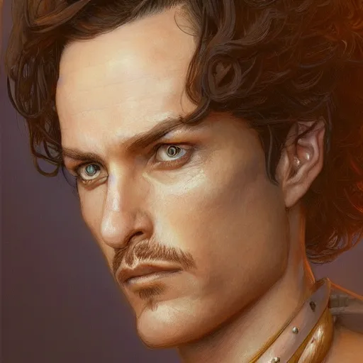 Image similar to paul atreides from dune, closeup portrait art by donato giancola and greg rutkowski, realistic face, digital art, trending on artstation, symmetry!!