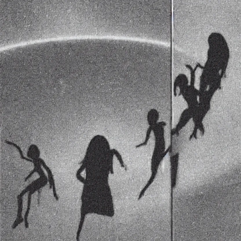 Prompt: alien abducting a girl, cctv footage