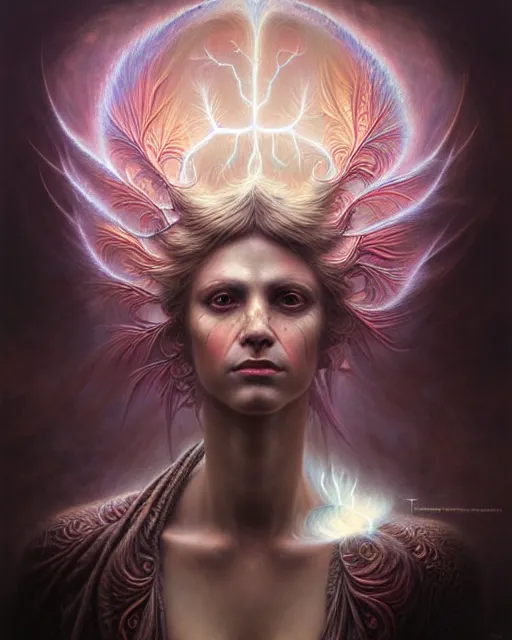 Prompt: a detailed portrait of dreampunk warrior ( flamingo ) fractal ) ( glass ) ( lightning ) beautiful! by tomasz alen kopera and peter mohrbacher