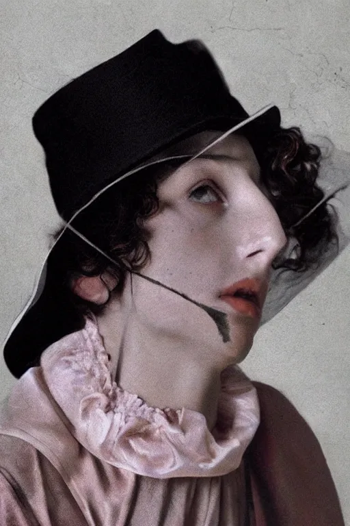 Image similar to hyperrealism close - up fashion portrait by roversi photo from the holy mountain by alejandro jodorowsky in style of francisco goya