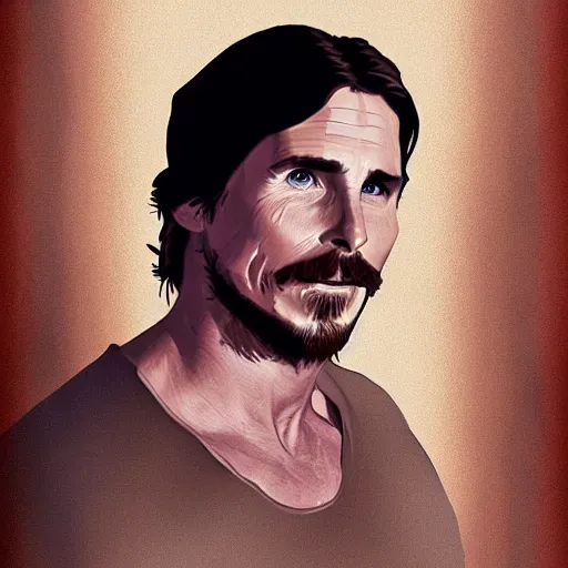 Image similar to Christian Bale, Digital painting, Highly detailed, colour