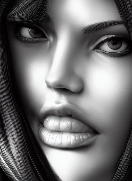 Image similar to up close portrait of a beautiful woman in black and white, photorealistic, upper body, art by diego fazio and diegoKoi and oscar Ukono, concept art, sharp focus, artgerm, 8k highly detailed
