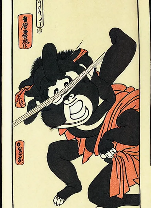 Image similar to alf as a yokai illustrated by kawanabe kyosai and toriyama sekien