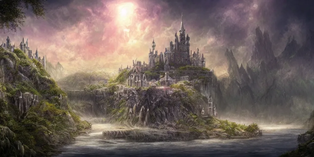 Image similar to citadel, celestia, eden, river, fantasy artwork, award winning, very very very very very very very beautiful scenery, artstation