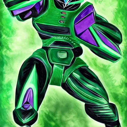 Image similar to power rangers green dragonzord by mad dog jones, android jones and lisa james