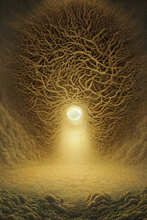 Image similar to Intricate stunning highly detailed mother earth, 🌱, by agostino arrivabene and Vladimir Kush, surreal, digital painting, ultra realistic, Horror vacui, dramatic lighting, full moon, thick black swirling smoke tornado, burning fire embers, artstation