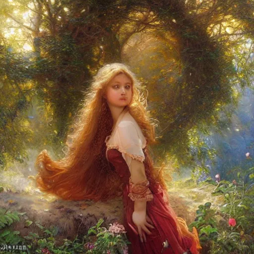 Image similar to Lilia Alvarado, Sophie Anderson, Mark Arian, Bob Byerley, Charlie Bowater, Mark Brooks, Steve Henderson, Justin Gerard, Arthur Hughes, Edward Robert Hughes, Mark Keathley, Victor Nizovtsev, Carlos Shwabe, Ross Tran