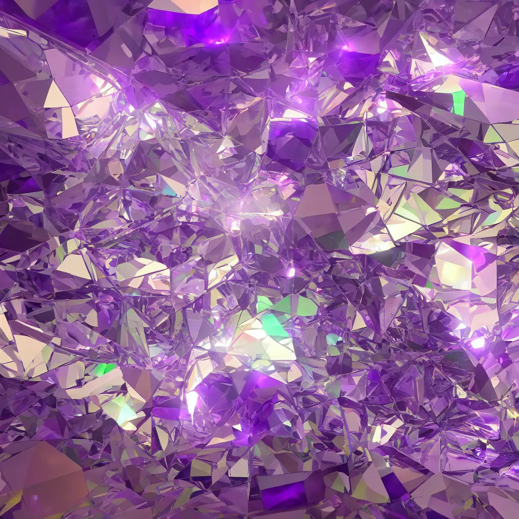 Image similar to amethyst gemstone prism geo stylized multicolorful global illumination ray tracing advended technologie